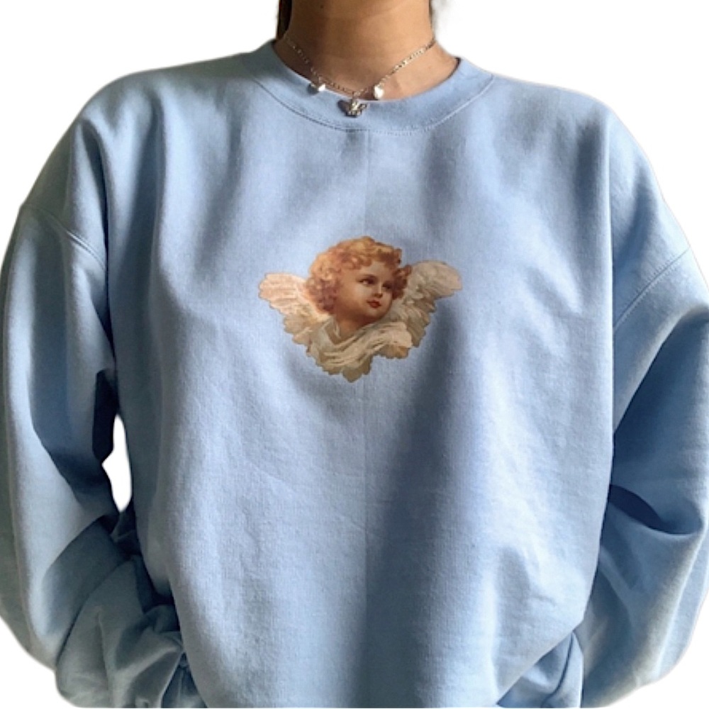 baby blue crewneck sweatshirt ㋛ angelic